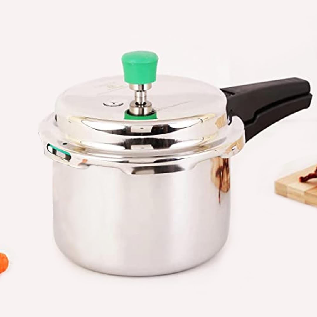 Triply Stainless Steel Pressure Cooker Outer Lid For 2-3 People - Small, 3 Ltr, 1.8kg | Induction Friendly, ISI-Certified, Nonstick 3-Layer Body, 100% Pure & Toxin-Free, 5 Years Warranty