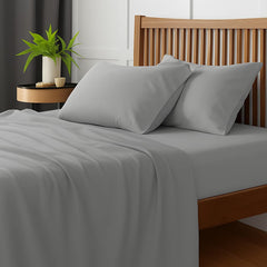 Microfiber Double Bedsheets With 2 Pillow Cover - 90 X 100 Inches, Light Grey | Good Or Home, Hotel, Villa, Resort & Guest House | Wrinkle Free Luxury