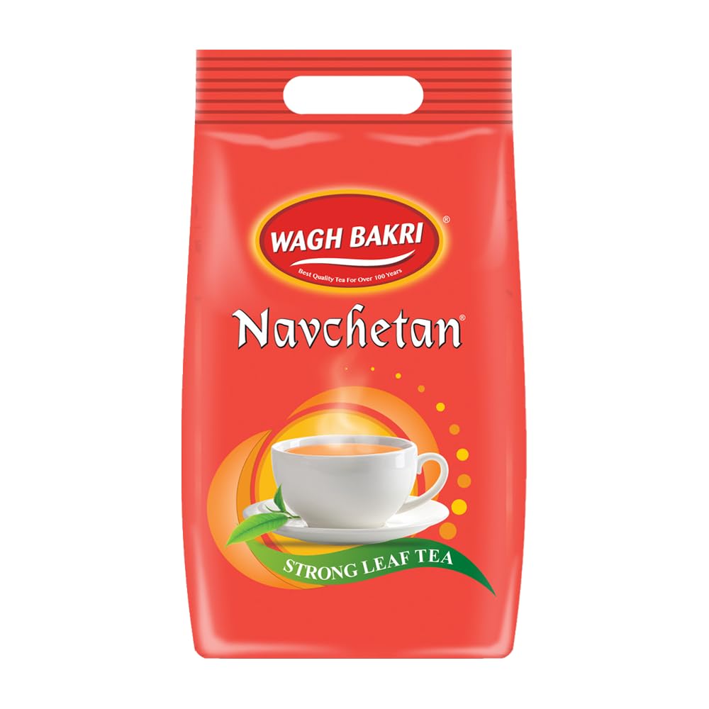 Wagh Bakri Navchetan Danedar Tea - 1 Kg, 35.2 Ounce | Rich Color, Strong & Refreshing Taste, Awesome Aroma Chai Patti - Preservatives Free, Artificial Flavor Free | Strong Leaf Tea, Caffeine Free