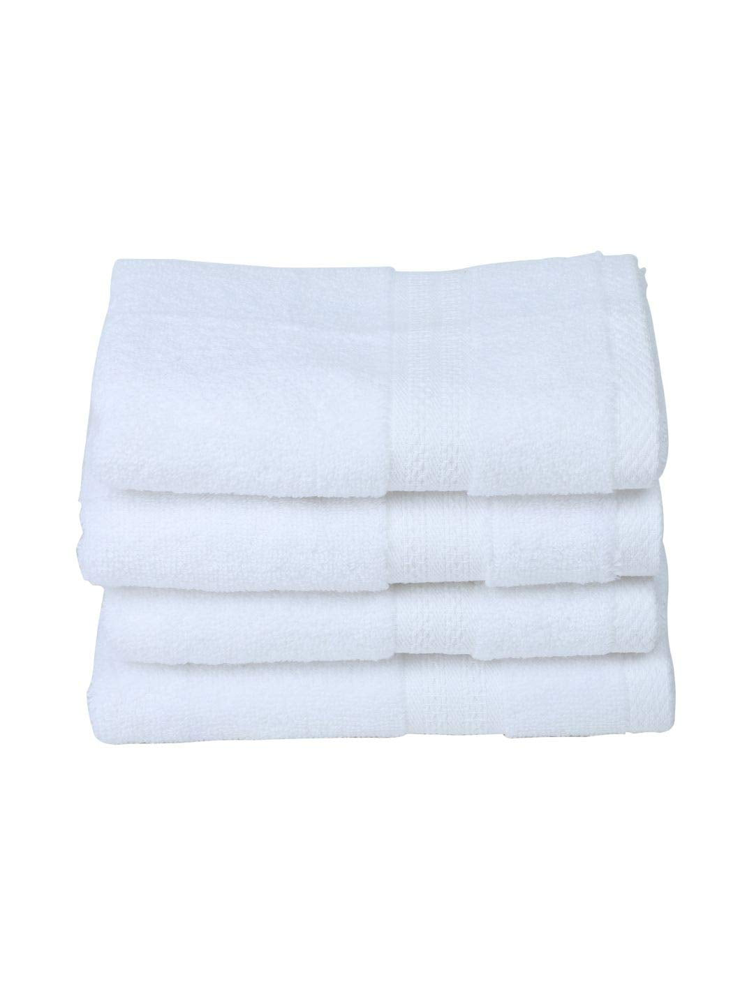 Bianca Ultra Soft Zero Twist 100% Cotton Towel Hand Towel 480 Gsm | Super Absorbent, Fluffy, Aerocore Organic Technology - For Men, Women, Gym, Kitchen (White)- Pack Of 4