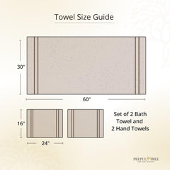 Peepul Tree 100% Pure Cotton Block Printed 2 Hand Towels 240 Gsm | Super Absorbent, Soft & Faster Drying, Floral Printed (Off-White Peach Floral)