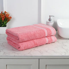 Mafatlal Premium Cotton Bath Towel 1100 Gsm | Quick Dry, Durable Long Size Towel- Pack Of 2 (Pink)