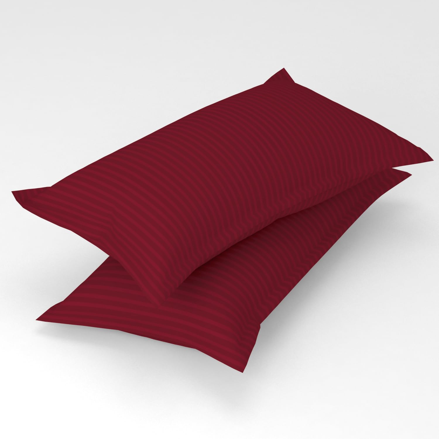 Stripe Glace Cotton 1 Double Bedsheet With 2 Pillow Cover - 91 X 90 Inches, Maroon | Fade Resistant & Durable Breathable & Wrinkle Free Bed Sheet