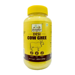 100% Pure Desi Cow Ghee By Jivamrit Organic | Highly & Nutritious Traditional Bilona Method Cow Ghee Ideal For Overall Health | (500ml) 16.9 Ounce | Jar Pack