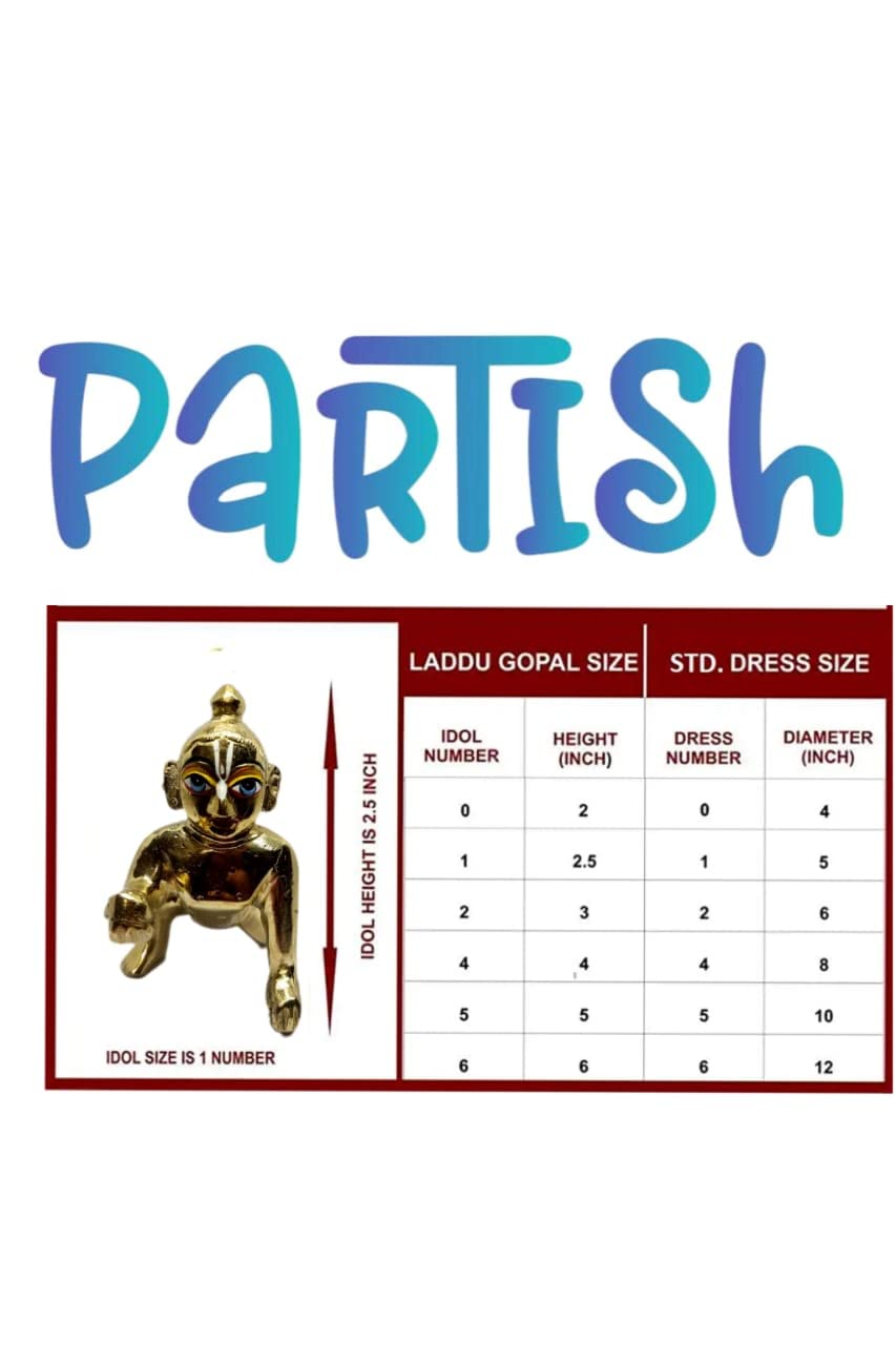 Laddu Gopal Idol With Heavy Dress, All Accessories, Brass, Gold Idol - Size No.5, Thakur Ji Murti, Occasion & Festivals, Janmashtami Specials, Bal Gopal Statue, Baby Krishna Idol