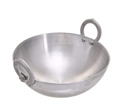 Silver Aluminium Heavy Base Kadhai With Handle - 3 Liters | Kadai With Handle For Kitchen - Deep Frying Kadai