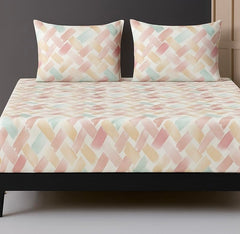 1 Bedsheet For Double Bed With 2 Pillow Covers - 90 X 100 Inches, Multicolor | Premium Cotton Material Double Bedsheet Queen Size | Skin Friendly & Long Lasting