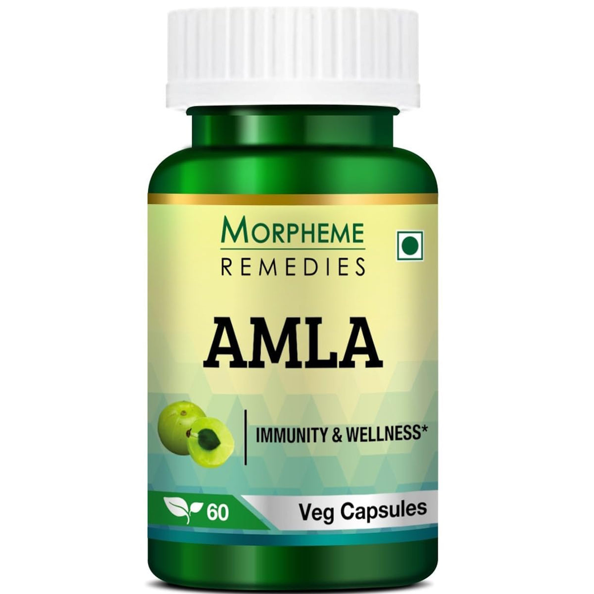 Morpheme Remedies Amla 500mg, Detoxifies And Rejuvenates The Digestive System | 60 Veg Capsules 100gm 0.2lbs