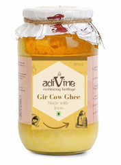 Pure Desi Gir Cow Ghee By Adivine | Traditional Bilona Method Healthy Desi Cow Ghee Good For Support Digestion | (1 Litre) 33.8 Ounce | Jar Pack