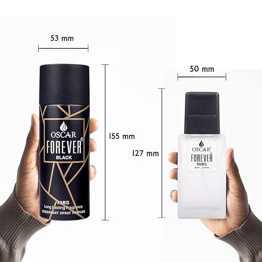 Oscar Exclusive Combo Of 2 Gift Collection Of Forever Black Paris 150ml 5 Fl.oz.with Forever Paris Eau De Parfum 60ml 2 Fl.oz. | Premium Long Lasting Perfume For Men & Women| Skin Friendly Unisex Perfume