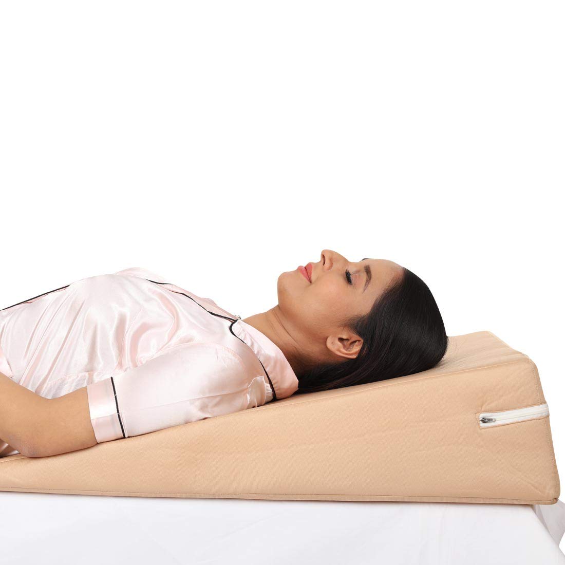 Bed Wedge Pillow, Orthopedic Back Cushion For Sleeping, Peach - XL Size | For Neck & Back Pain Support - Ideal For Acid Reflux, Gerd, Post Surgery, Anti Snoring, Maternity, Model No - BS34