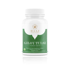 Raaj Ayurvedic Pharmacy Giloy Tulsi Tablets Natural Immunity Booster Ayurved Supplement Enhances Strength & Stamina, Natural Immunity Booster, Purifies Blood | 60 Tablets 100gm Each Pack Of 3