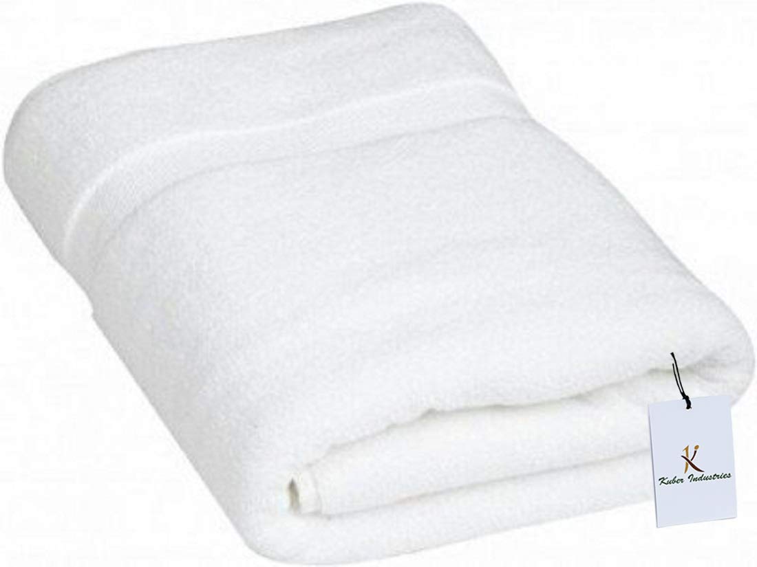 Kuber Industries Cotton Bath Towel 350 Gsm | Super Absorbent & Antibacterial | Lightweight & Odour Free (White)