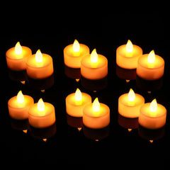 DECORATIVE ACRYLIC CANDLES | FLAMELESS & SMOKELESS | PACK OF 12 | YELLOW COLOUR