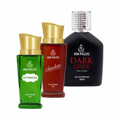 John Phillips Attarful + Chocolate + Dark Code Eau De Parfum 60ml 2 Fl.oz. Each Pack Of 3 For Men & Women