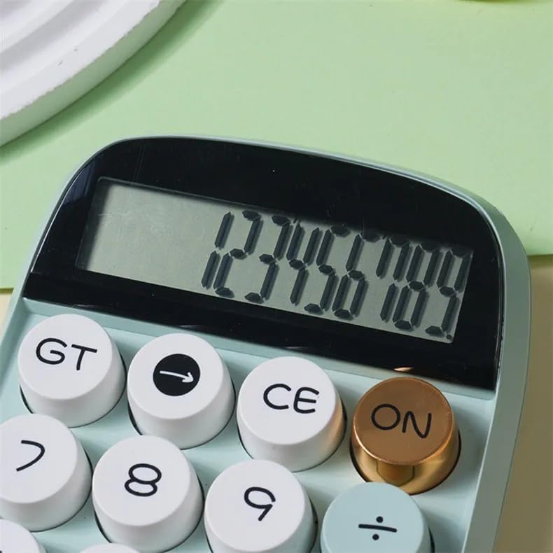 Fycan Mechanical Pushbutton Calculator With Large LCD Display Anti-slip Design Colorful 10 Digit Reliable Calculator For Office School Home Business (Khakhi)