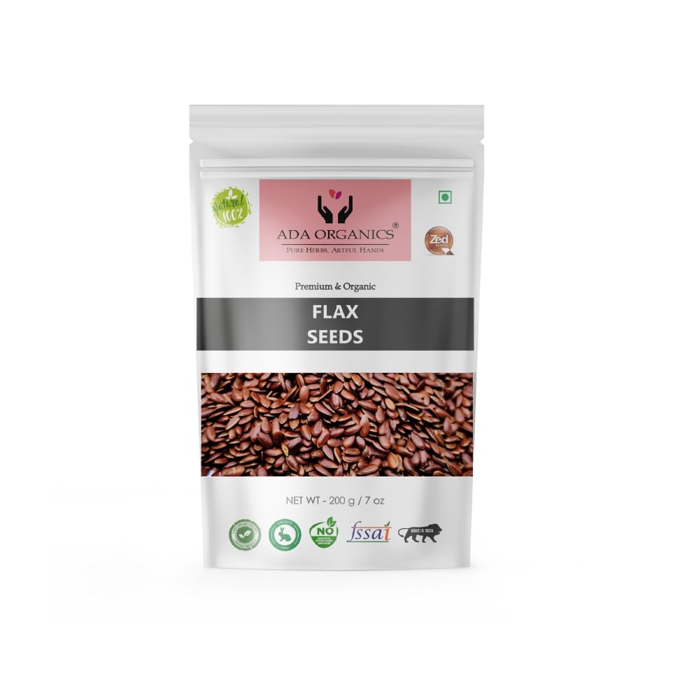 Ada Organics Flaxseed 100% Pure & Organics, Natural Supplement Weight Management Sugar Regulation Balancing, Hormones, Joint Health Skin | 200gm 0.4lbs
