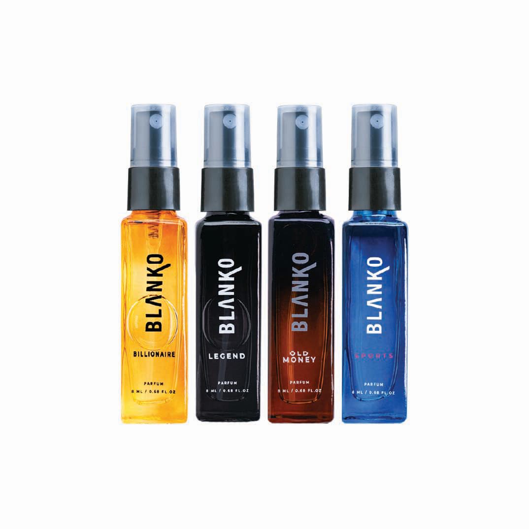 Blanko TLT Parfum Pack Of 4x 0.27 Fl.oz. Billionaire+ Legend+ Old Money+ Sports | Longest Lasting Men's Perfume With Time Lock Technology