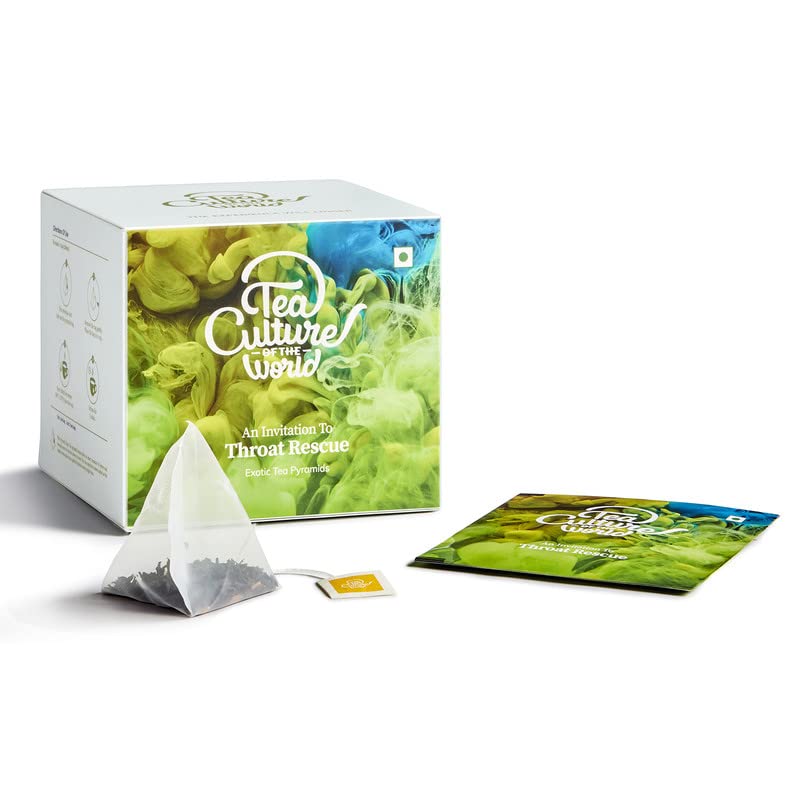 Tea Culture Of The World Throat Rescue Green Tea - Pack Of 2 X 16 Tea Bags | Premium First Quality Green Teabags - Medium Caffeine