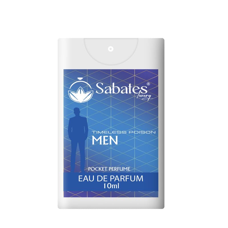 Sabates Timeless Poison Men's Edp Pocket Perfume 10ml 0.3 Fl.oz. | Long Lasting Pocket Friendly Perfume