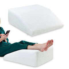 Orthopedic Memory Foam & HR Foam Bed Wedge Pillow, Elevated Leg Rest Pillow - 24 L X 21 W X 8 H Inch | For Improved Circulation, Acid Reflux, Back, Leg, Sciatica Pain Relief, Post Surgery
