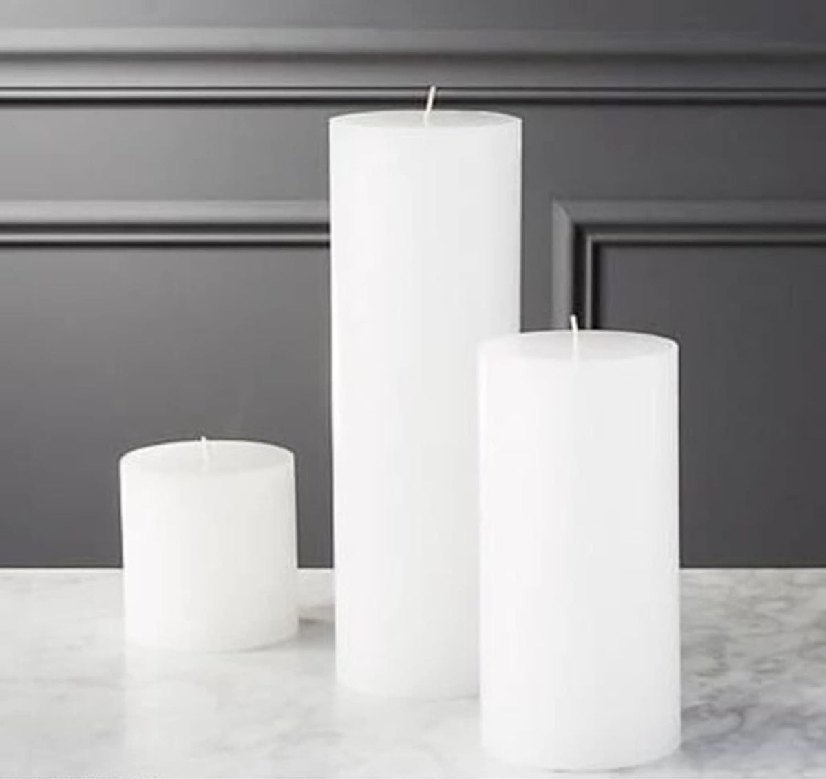 WHITE PILLAR CANDLES SET OF 3 PARAFFIN WAX | PERFECT FOR ROMANCE PURPOSE CANDLES