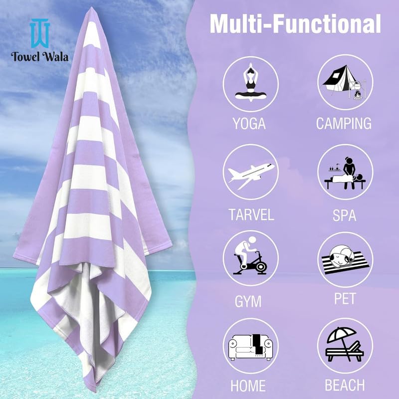Towel Wala Striped Soft Turkish Cotton Large Bath Towel 450 Gsm | For Men & Women, Hotel Pool Towel, Perfect For Beach Spa & Swimming