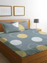 Premium Double Bedsheet With 2 Pillow Covers - 90 X 90 Inches, Grey & White | 160 TC Super Soft Microfiber-Breathable & Wrinkle Free - 3 Pcs Set
