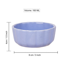 Hand Glazed Ceramic Dip Bowls Set Of 2 - Pastel Purple, 100ml Each | Chutney Bowls, Ketchup Bowls - Pickle Serving Bowls