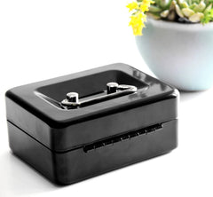 Mini Cash Box With Money Tray, Lock Box With Key, Small Safe For Kids 5.00"X 3.30"X 2.15" Color - Black, Material - Alloy Steel