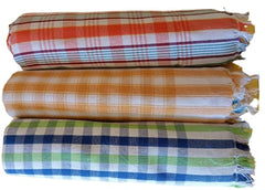 Mystte Handloom 100% Pure Cotton Bath Checks Towels 600 Gsm (Multicolor)- Pack Of 3