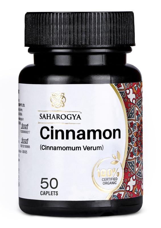 Saharogya Organic Cinnamon Herbal Supplement For Men & Women, Enhances Daily Wellness, Crafted From High - Quality | 50 Caplets 50gm 0.1lbs