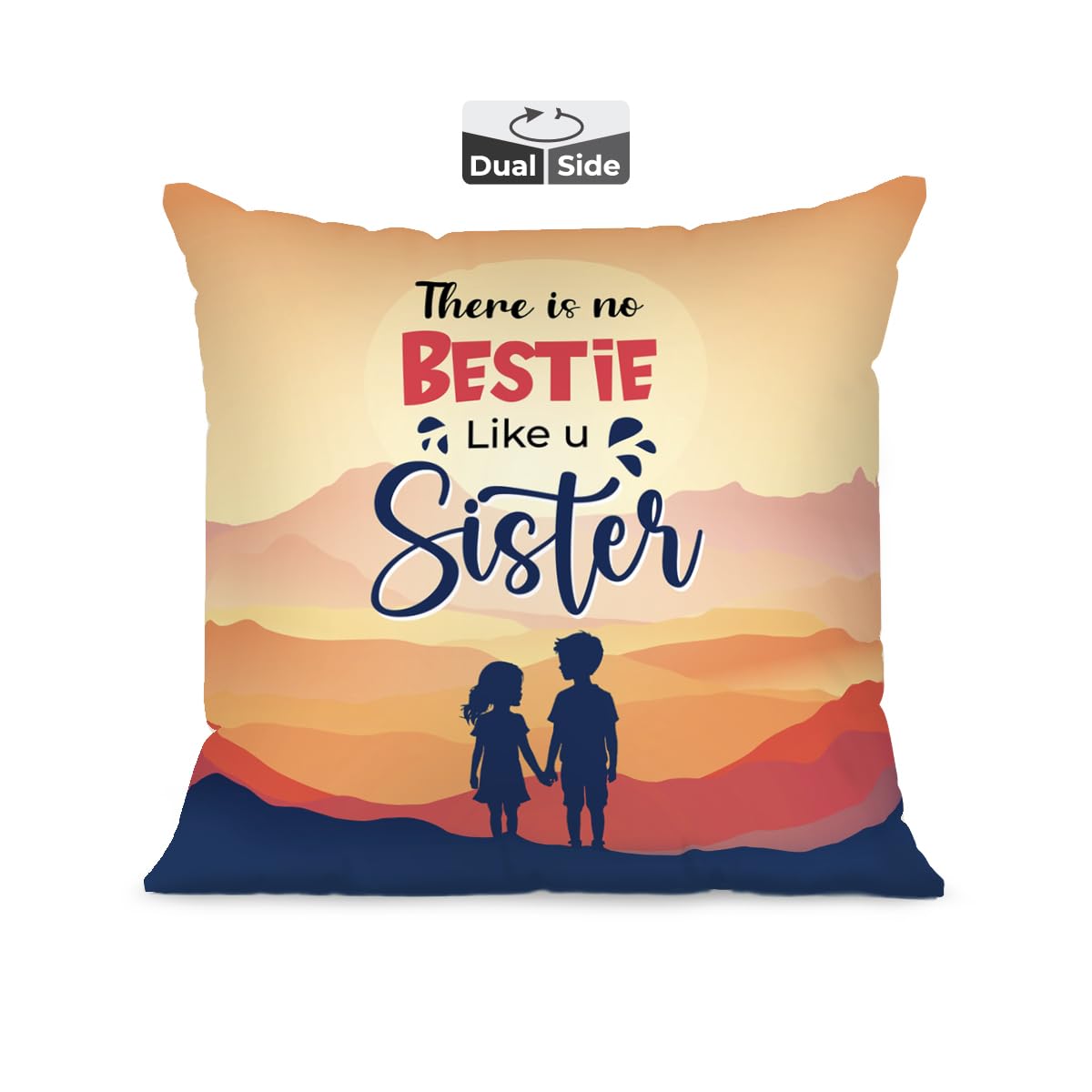 Pillow Cushion For Best Sister, Premium Pillow - 16 Inch | Unique Thoughtful Cute Birthday Diwali Pillow Gift For Best Sister | Premium Filler Cushion, Dual-Sided Design - Design 27