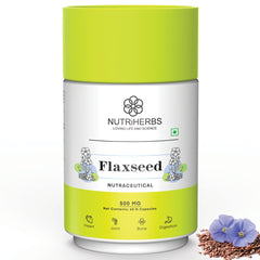Nutriherbs Flaxseed Extract 500mg Capsules, Supports Healthy Weight Management, Omega 3-6-9, Fiber - Rich, Promotes Digestion, Skin & Hair Health For Men & Women | 60 Capsule 100gm 0.2lbs