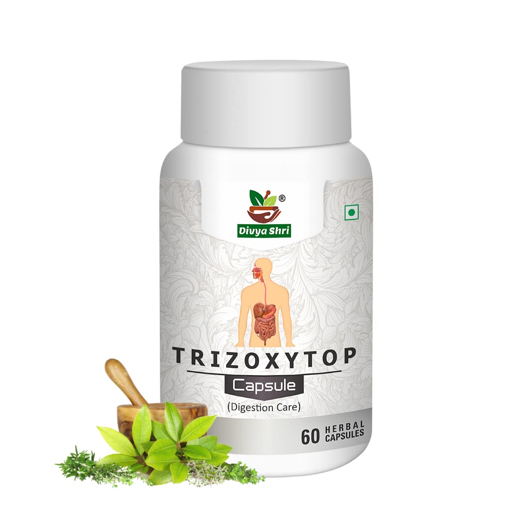 Divya Shri Trizoxytop Ayurvedic Capsules For Digestive Care Enzymes Supplements Ayurvedic | Digestive Care | 60 Capsules, 100gm 0.2lbs
