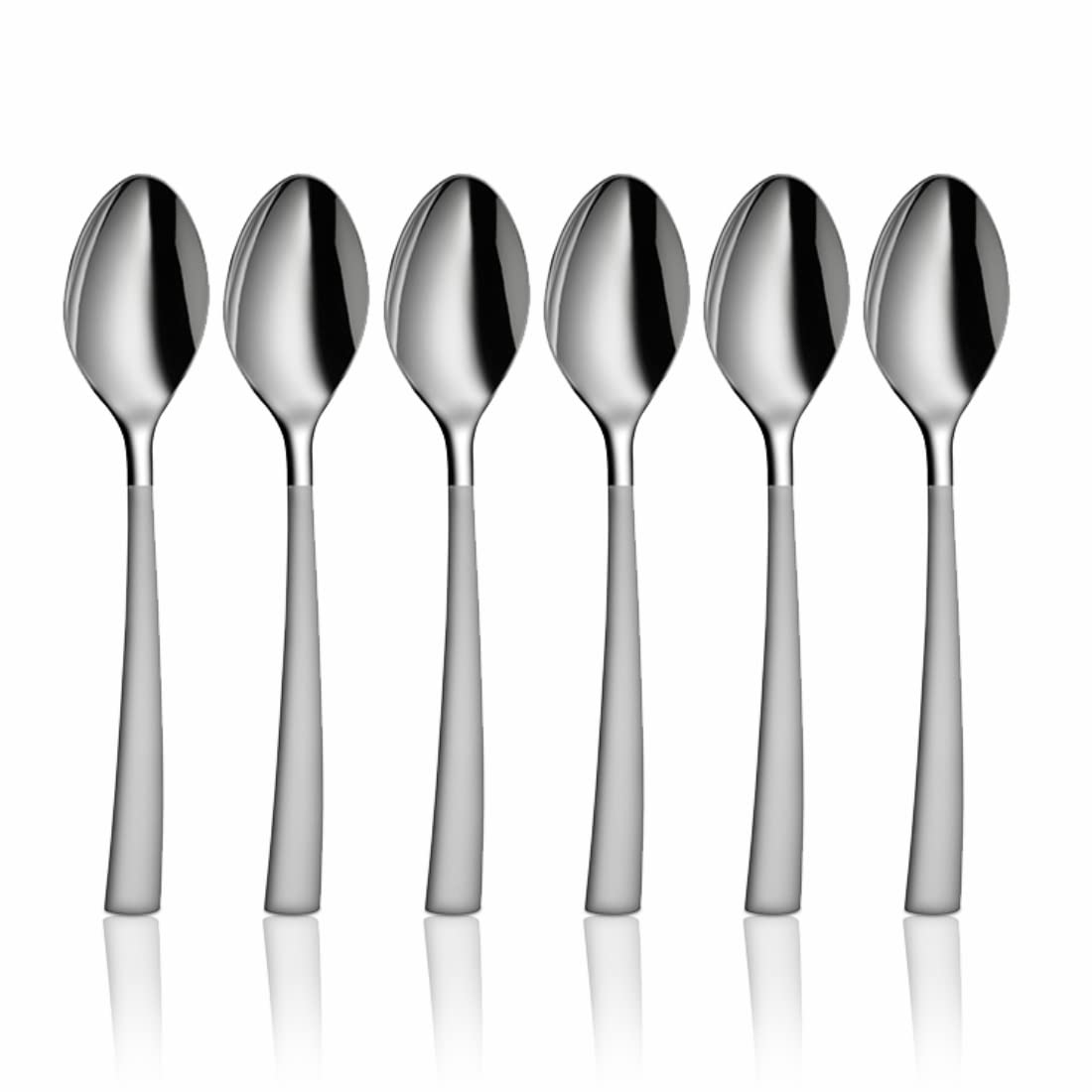 Stainless Steel GSW Plain Desert Spoon Set Of 6 Pieces, Silver | Rust Free & Dishwasher Friendly