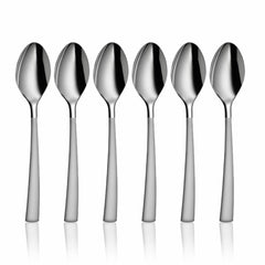 Stainless Steel GSW Plain Desert Spoon Set Of 6 Pieces, Silver | Rust Free & Dishwasher Friendly