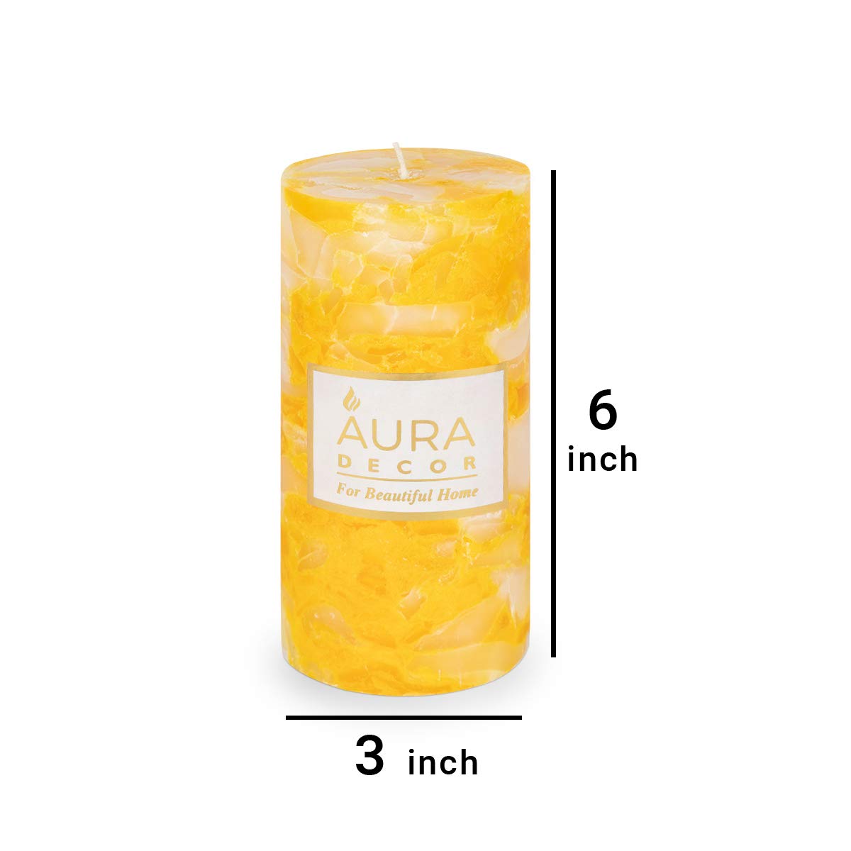 VANILLA CHUNK HIGHLY FRAGRANCE PILLAR CANDLE 6 INCH | 65 HOURS HOME DECOR CANDLE