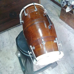 Professional Sheesham Wood Bolt Fitting Dholak Drum - Brown | Perfectly Symmetric Round Dholak - Dholak For Festival, Wedding, Satsang | Very Easy To Tune