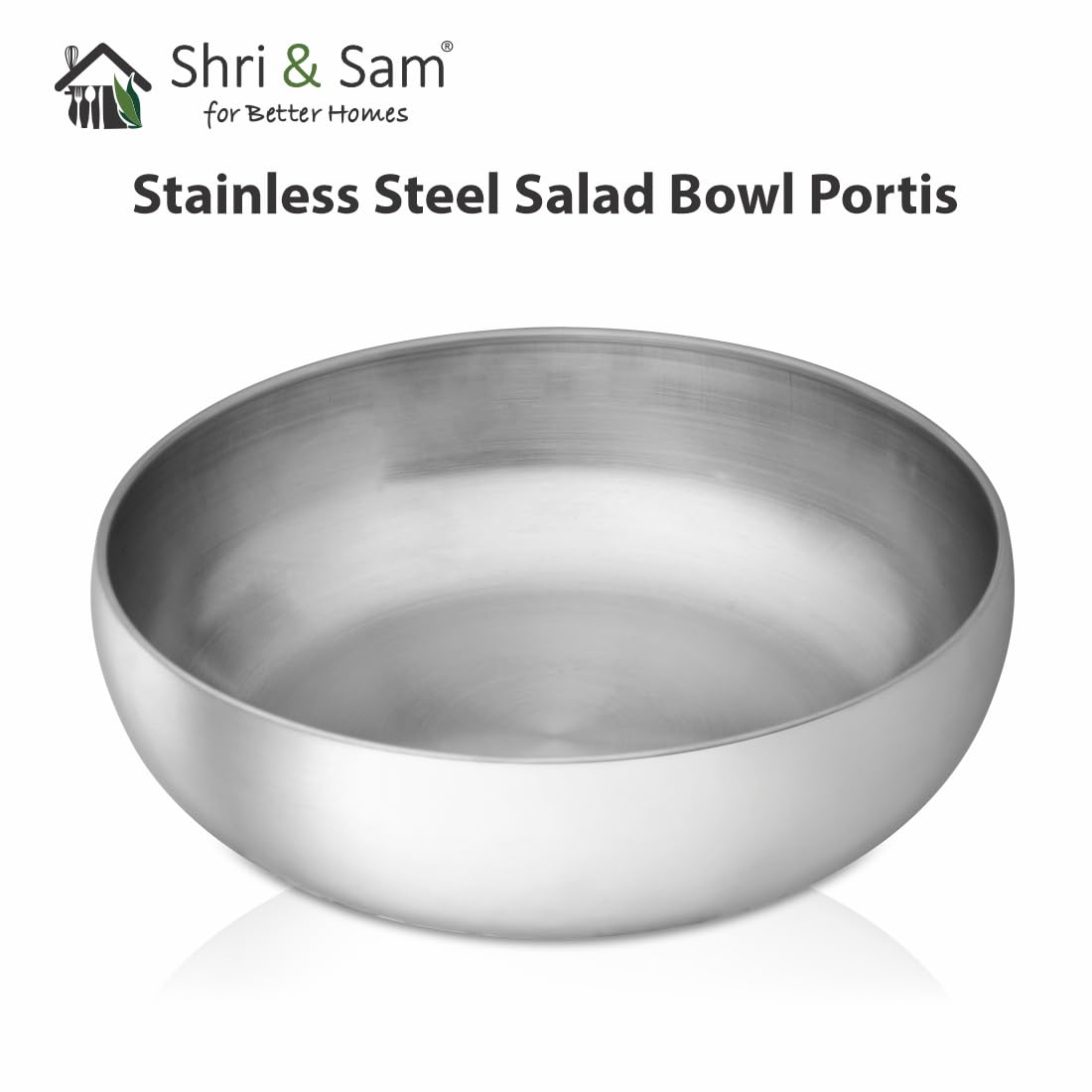 High Grade Stainless Steel Portis Salad Bowl 23 Cm - Silver, 2200ml | Stainless Steel Katora
