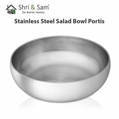 High Grade Stainless Steel Portis Salad Bowl 23 Cm - Silver, 2200ml | Stainless Steel Katora
