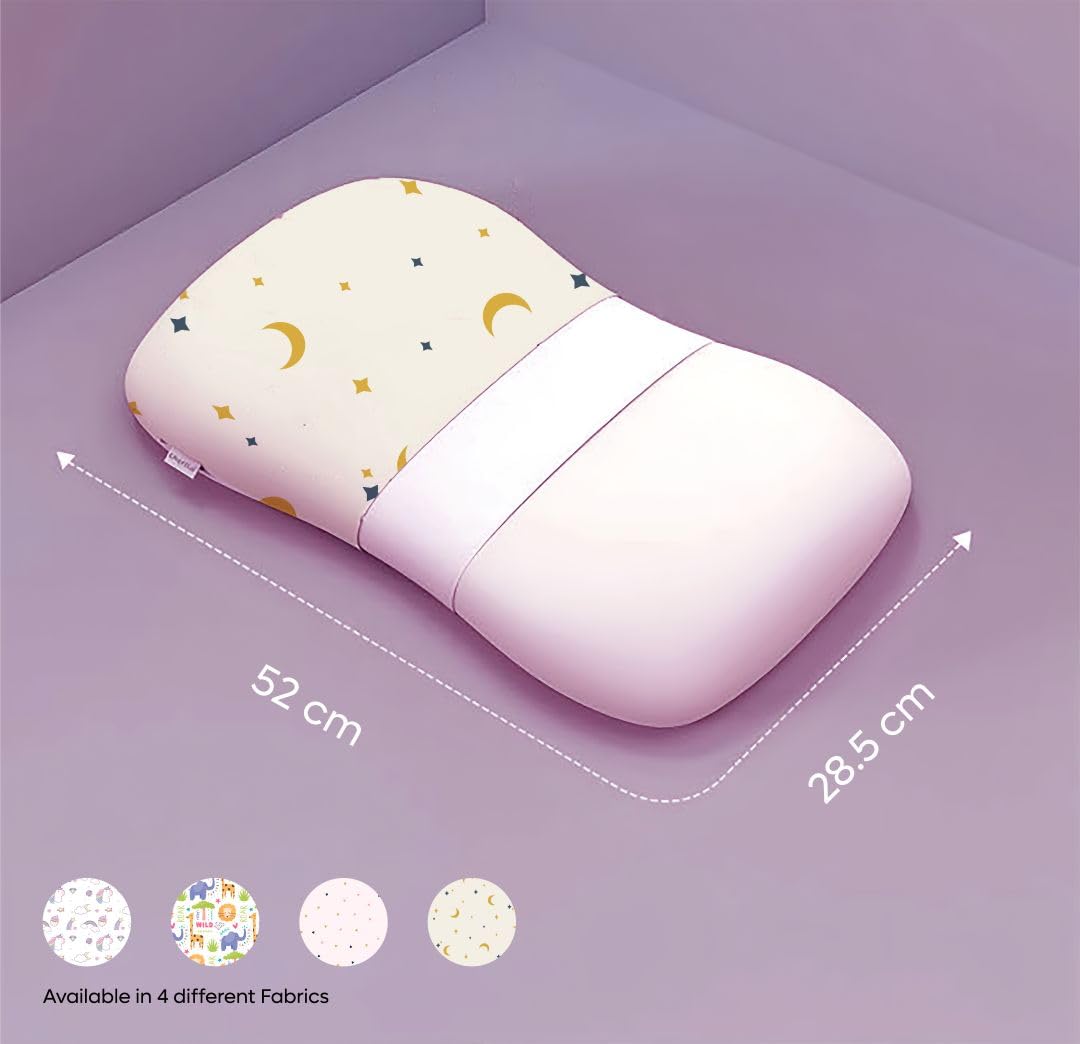 Premium Memory Foam Baby & Toddler Pillow, Bed Pillow - 20.5 X 11.5 X 2.5 Inch | Removable Cover, Perfect For Sleeping, Reading, Resting | 2 To 9 Years, Moon & Star Print, Adjustable Pillow