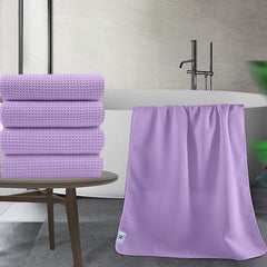 Enchant Home Pure Cotton Waffle Towel 400 Gsm | Lightweight Anti-Microbial & Water Absorbent Soft Touch Quick Drying Bath Towel | Lavender