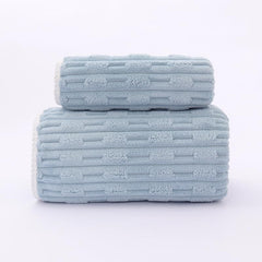 HomeCloud Korean Bath & Face Towel 400 Gsm | Plush Soft & Luxury Towel Set With Hanging Loop | 3x Softer Than Cotton Towels | Set Of 2 (Boxes Blue)