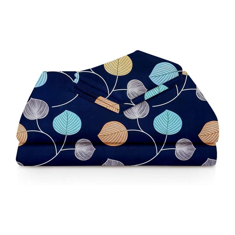 Single Bedsheets With 1 King Size Pillow Covers - 88 X 60 Inches, Dark Blue | Ultra Soft 180 Thread Count-Light Weight & Easy To Wash At Home