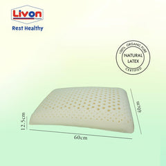 Latex Contour Pillow, Organic Pure Natural Pillow, White, Standard Size - 60 X 40 X 10 Cm | 65 Density, Breathable, Hypoallergenic, Neck Support, Cooling, Comforts, Latex Contour Pillow
