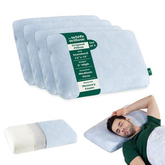 Memory Foam Pillow For Neck & Shoulder Pain, Standard Size - 5 Inch | Orthopedic Bed Pillow For Back, Side & Stomach Sleepers-Thick-Medium Firm | Cervical Pillow For Sleeping - Set Of 4