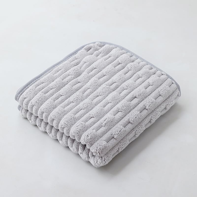 HomeCloud Korean Bath & Face Towel 400 Gsm | Plush Soft & Luxury Towel Set With Hanging Loop | 3x Softer Than Cotton Towels | Set Of 2 (Boxes Grey)