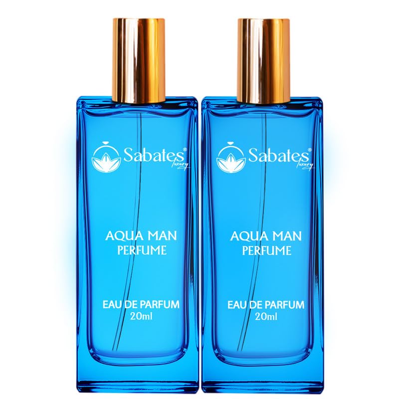 Sabates Aqua Man Eau De Parfum Each 20ml 0.6 Fl.oz. Combo Of 2 | Classic Elegance Fragrance | Best For Partywear