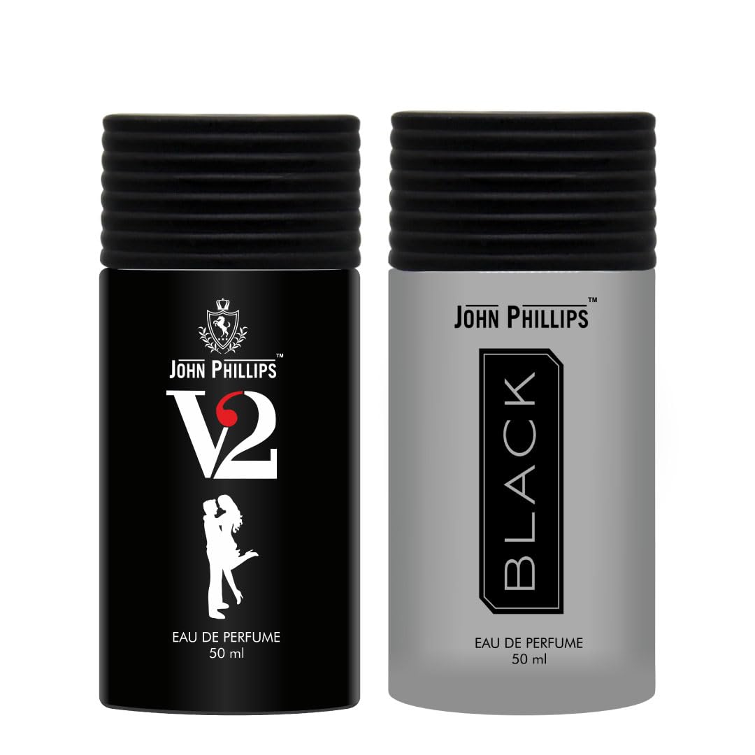 John Phillips Luxury Black & V2 Eau De Parfum 50ml 1.6 Fl.oz. Each Pack Of 2 For Men & Women